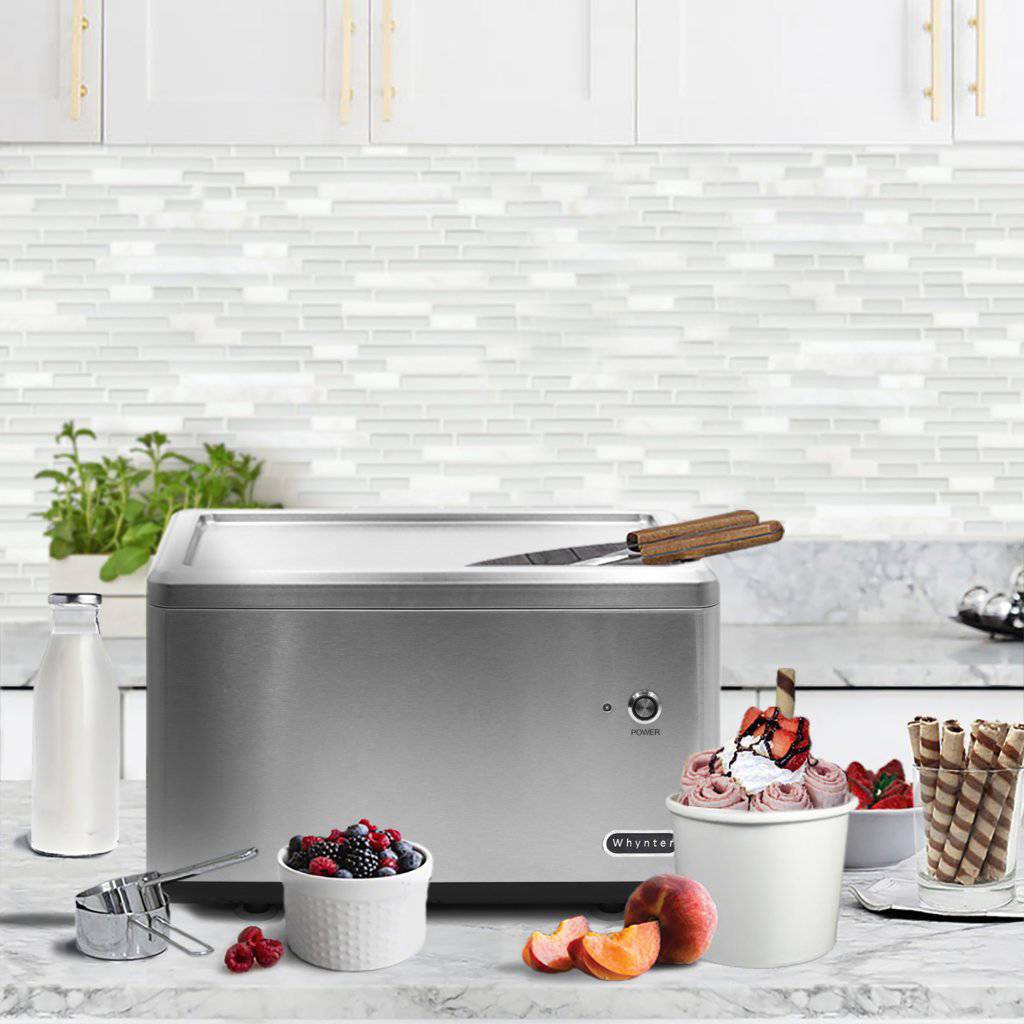 Whynter Portable Instant Automatic Compressor Ice Cream Maker Frozen Pan Roller in Stainless Steel ICR-300SS