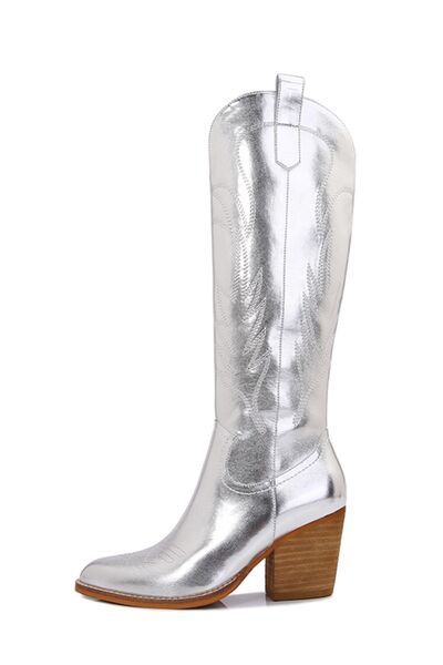 Metallic Knee High Cowboy Boots - Stylish Western Fashion