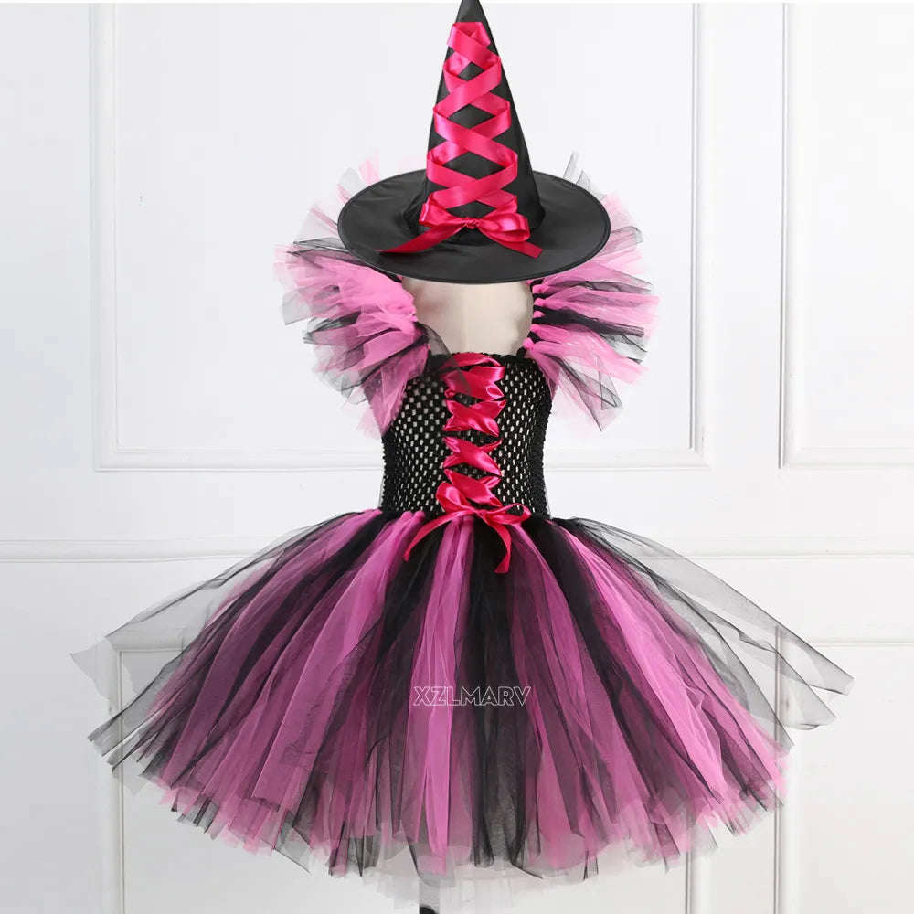 Kids Girls Carnival Vestidos Clothing Set with Bag and Hat for Halloween