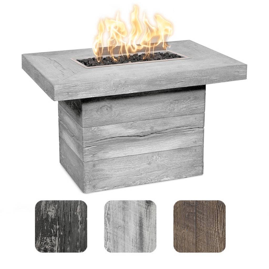 The Outdoor Plus 36 Alberta GFRC Wood Grain Concrete Rectangle Gas Fire Pit Table