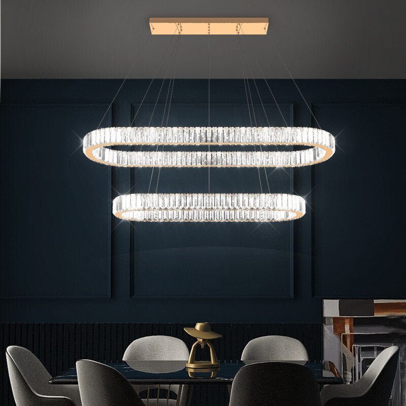 MIRODEMI® Oval Modern Crystal Chandelier for Living Room, Dining Room, Kitchen Island
