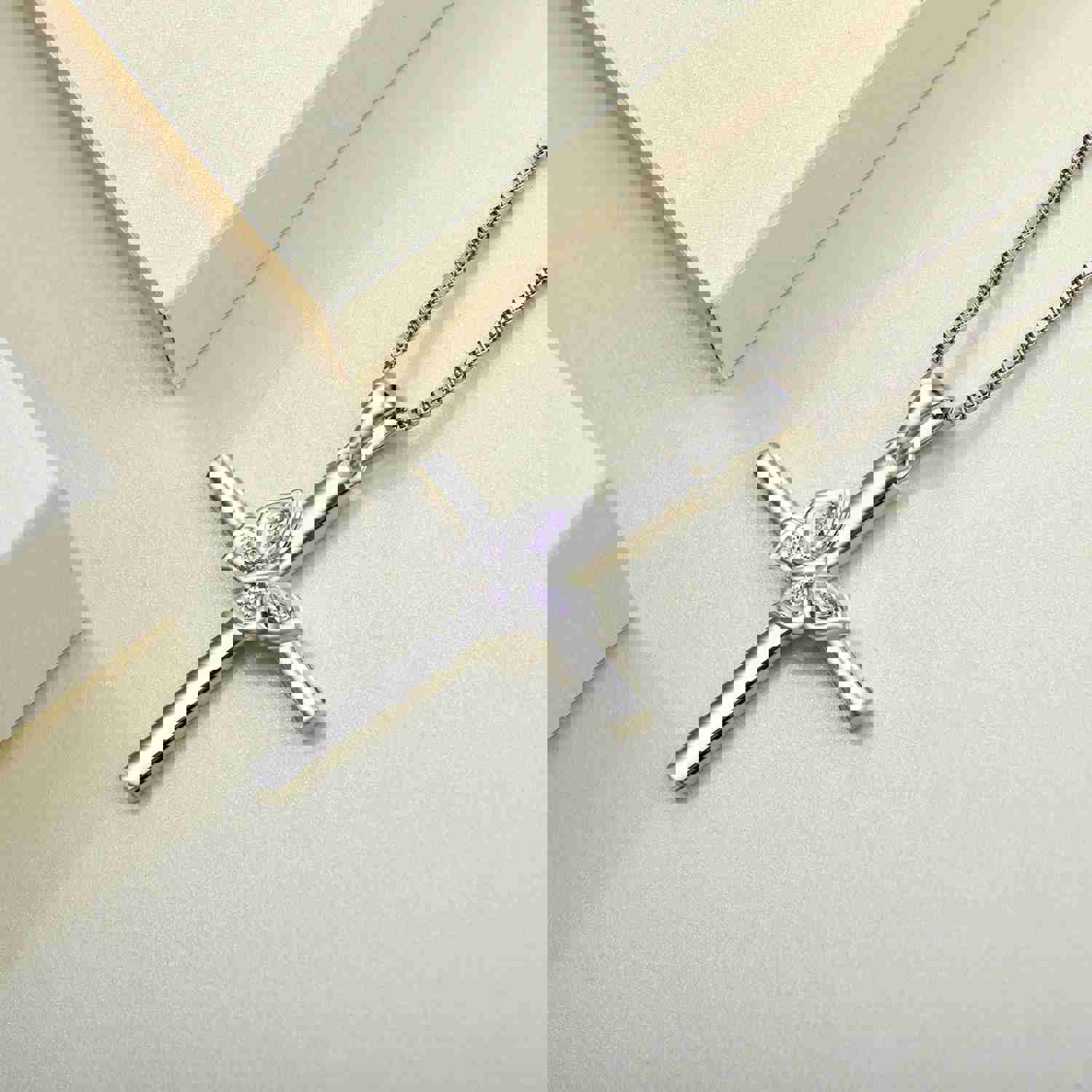 Yeelery Butterfly Cross Gem Necklace - 925 Sterling Silver Elegant Jewelry