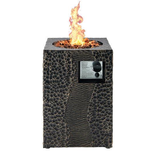 Costway 16" 30,000 BTU Square Outdoor Propane Fire Pit with Lava Rocks & Waterproof Black Cover
