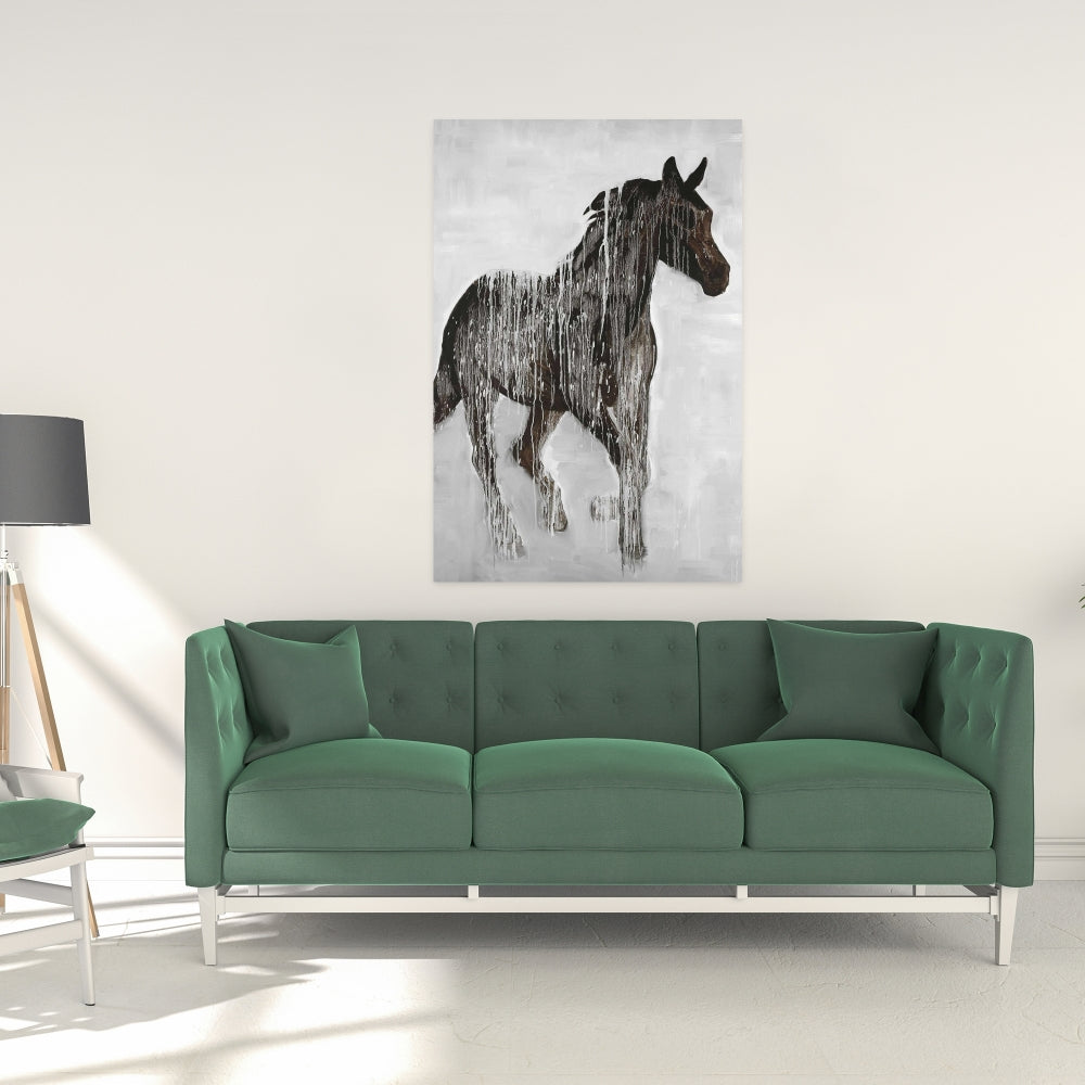 Abstract Brown Horse Fine Art Gallery Wrapped Canvas 24x36