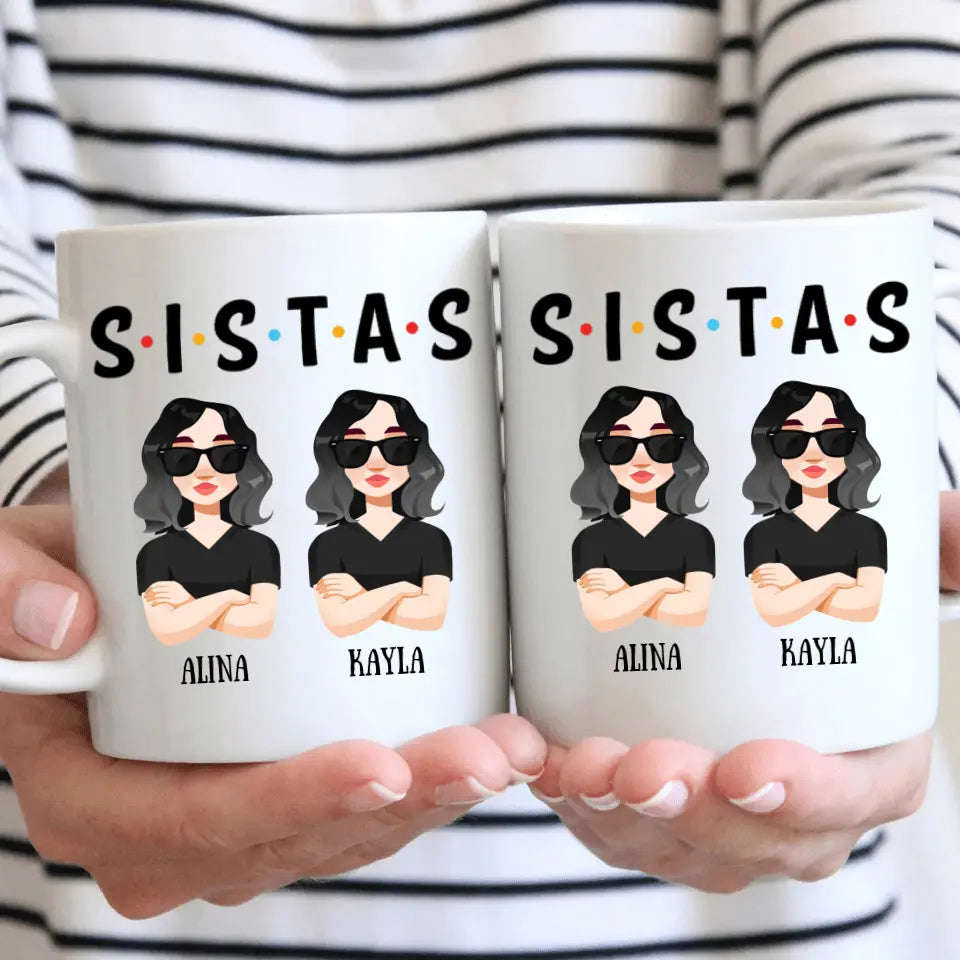 Personalized Custom White Mug - Juneteenth, Birthday Gift For Friends, Besties - Sistas Forever