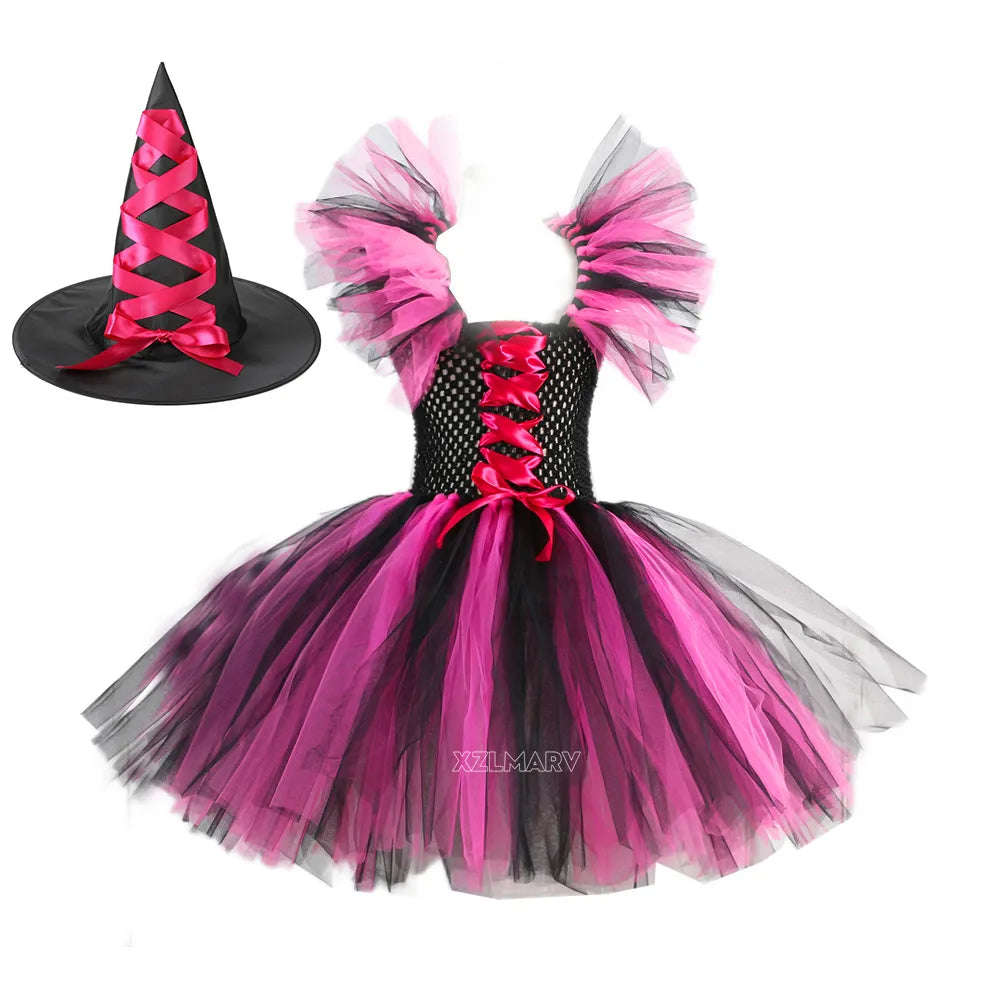 Kids Girls Carnival Vestidos Clothing Set with Bag and Hat for Halloween