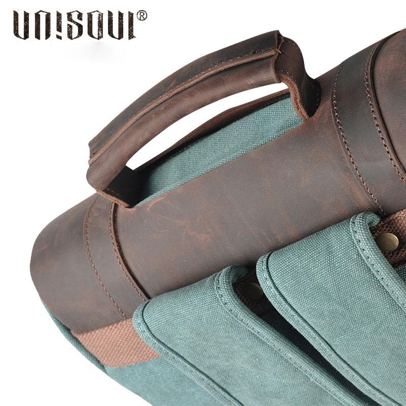 Cool Men's Canvas Leather Travel Backpack - Durable School Bag for Men