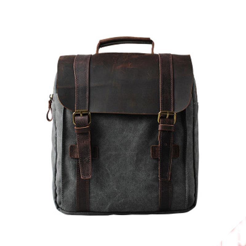 Cool Men's Canvas Leather Travel Backpack - Durable School Bag for Men