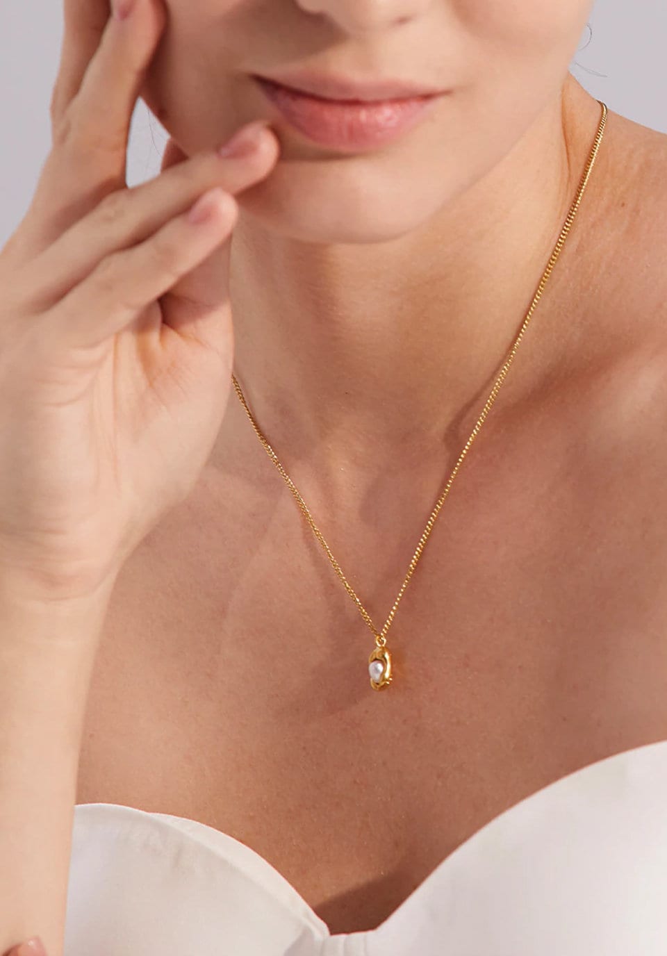 Maisy Gold Pearl Necklace - 18K Gold PVD with Natural Pearl Drop Pendant