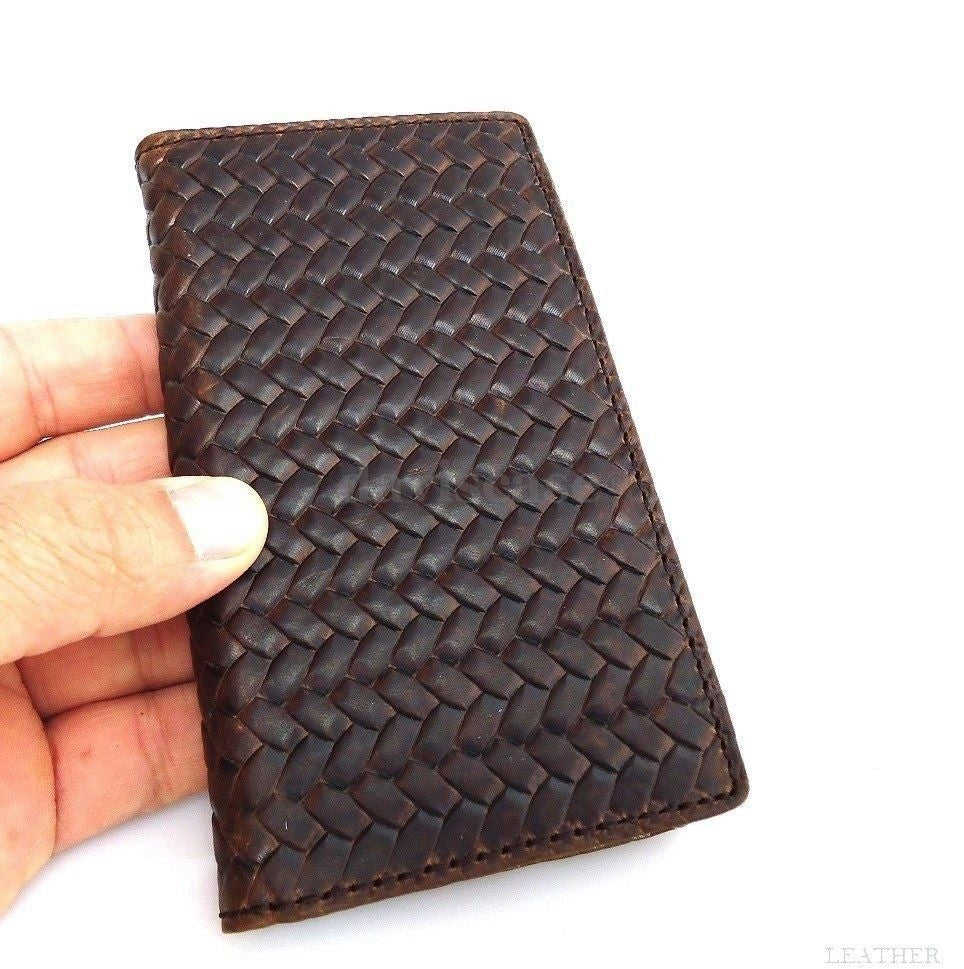 Genuine Vintage Leather Case for Samsung Galaxy Note 3 - Book Wallet (Brown/Wine)