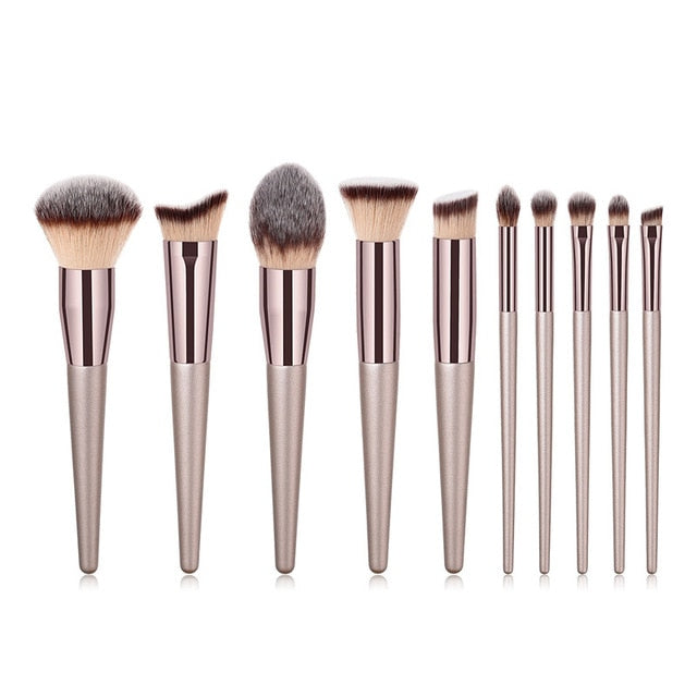 4/10pcs Champagne Makeup Brushes Set for Cosmetic Foundation Powder Blush Eyeshadow Kabuki Blending