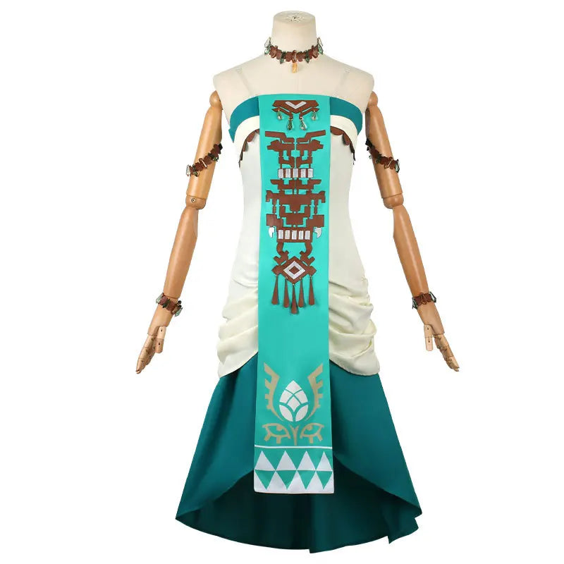 Zelda Princess Dress Cosplay Costume Set with Headdress for Women