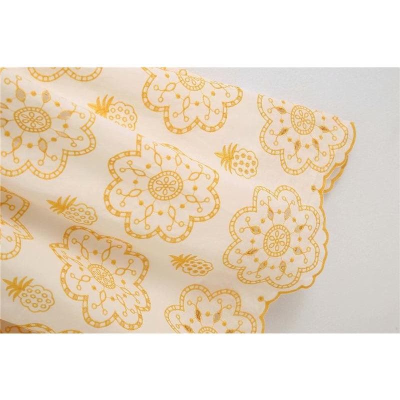 Fashion Cutwork Embroidery Midi Dress