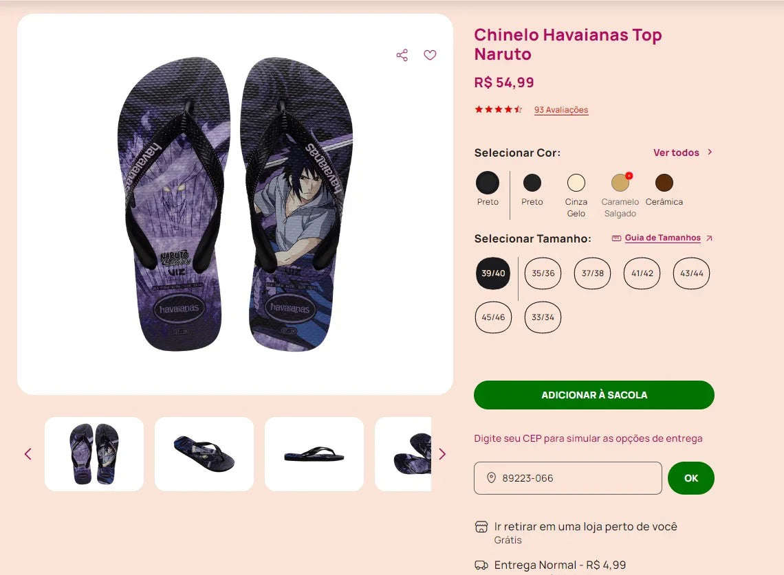 Havaianas Brazil Flip Flops - Naruto & Pokemon Collection (3 Pairs)