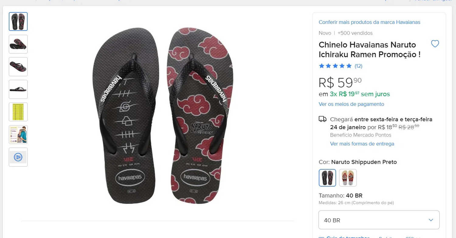 Havaianas Brazil Flip Flops - Naruto & Pokemon Collection (3 Pairs)