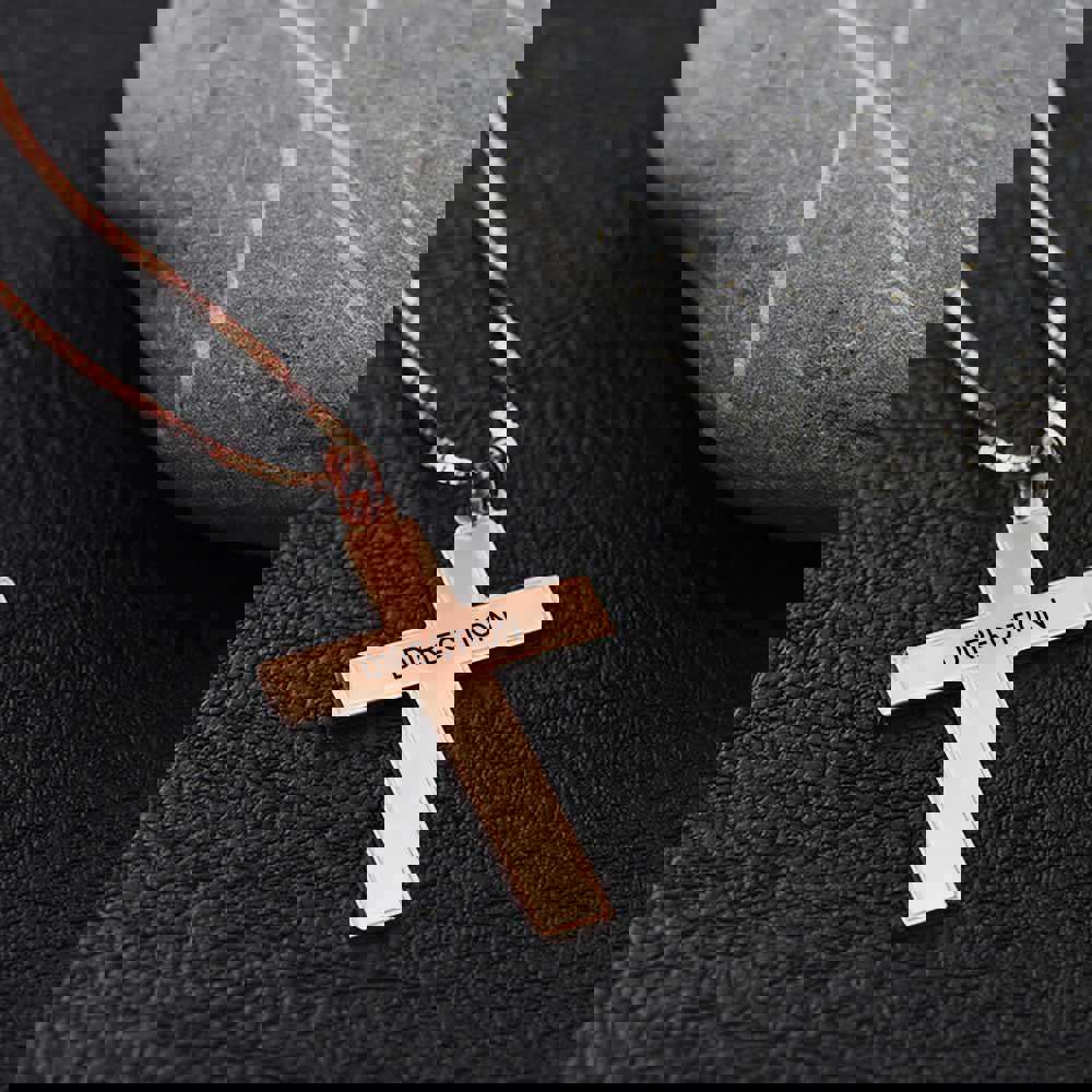 Custom Text Cross Necklace - Personalized Silver Name Necklace for Mother's Day Gift