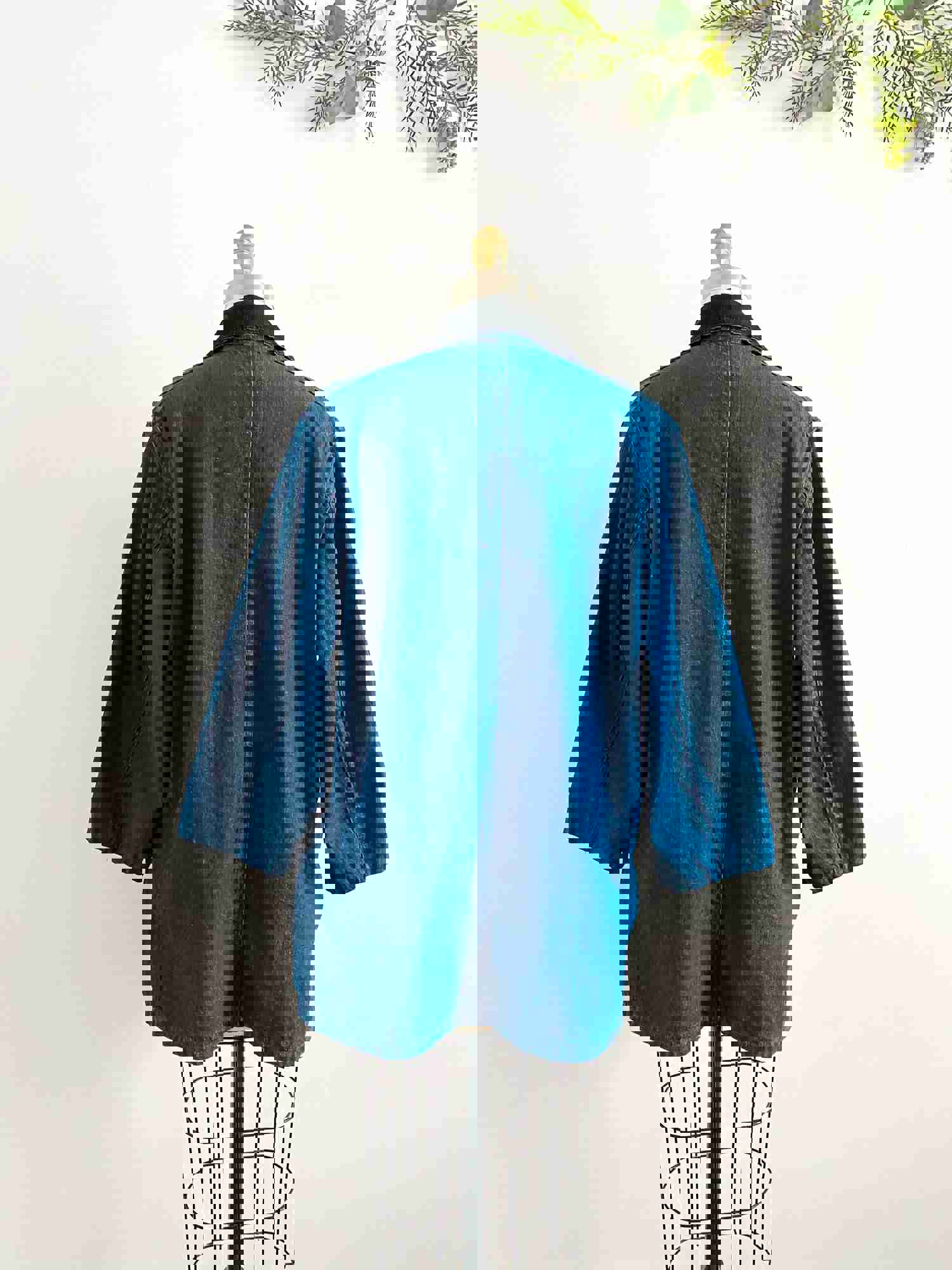 Vintage 1970s Denim Chore Jacket with Corduroy Collar