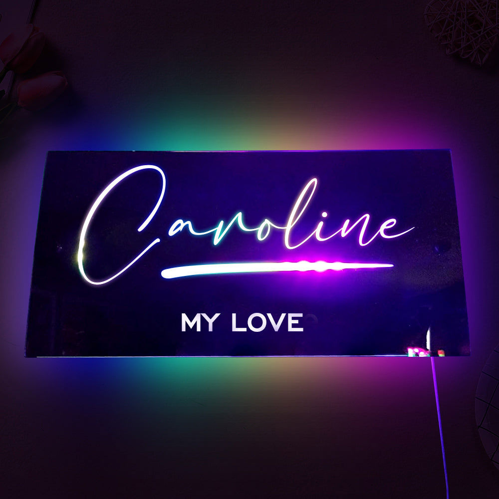 Personalized LED Name Mirror - Custom Wall Art for Anniversary & Birthday Gifts