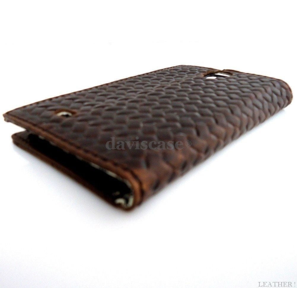 Genuine Vintage Leather Case for Samsung Galaxy Note 3 - Book Wallet (Brown/Wine)