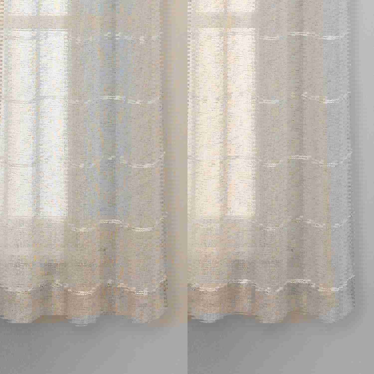 Farmhouse Textured Grommet Sheer Window Curtain Panel Set
