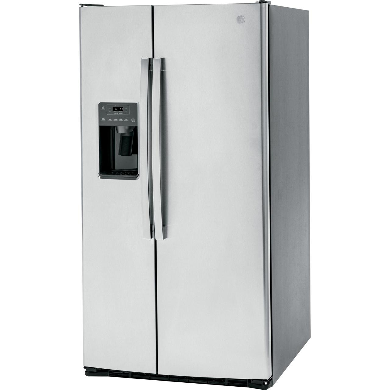 GE 36-inch, 25.3 cu. ft. Side-by-Side Refrigerator with Water and Ice Dispenser GSS25GYPFS