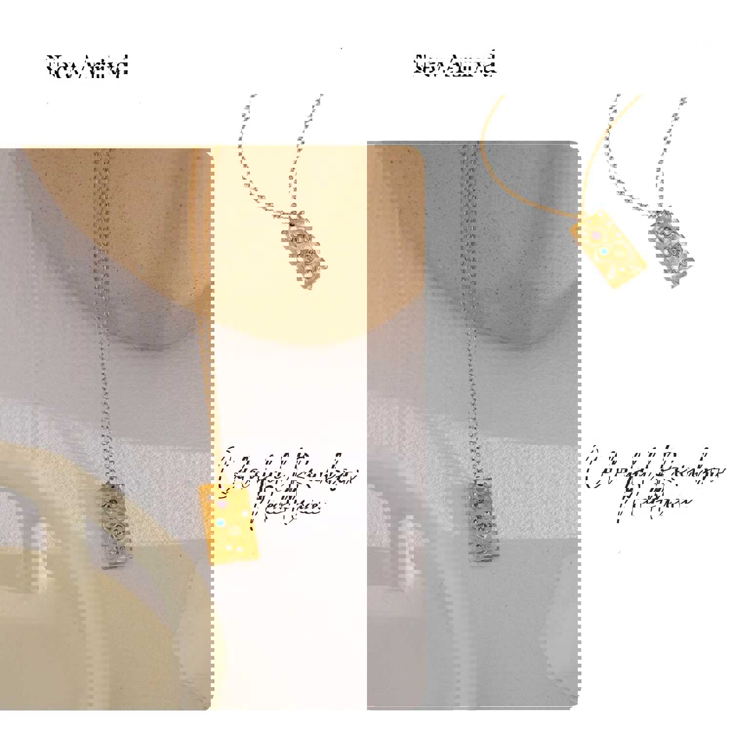 Amelia Square Necklace with CZ