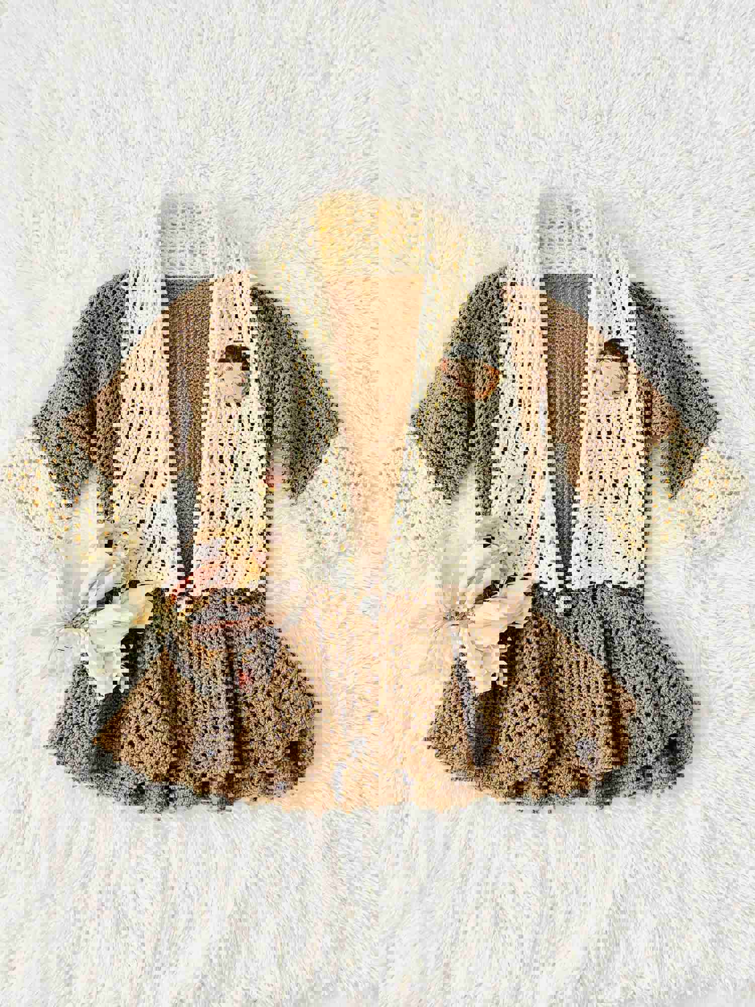 Vintage 1930s Knitted Cardigan Crochet Jacket with Rhinestone Button