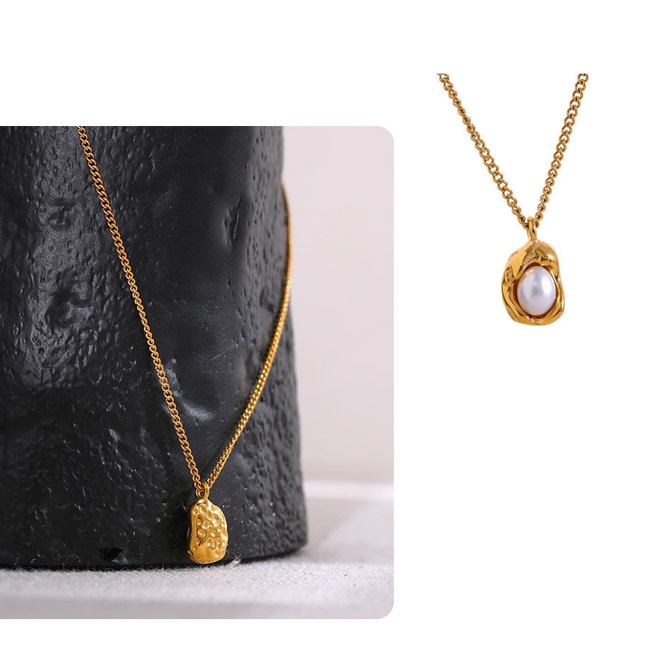 Maisy Gold Pearl Necklace - 18K Gold PVD with Natural Pearl Drop Pendant