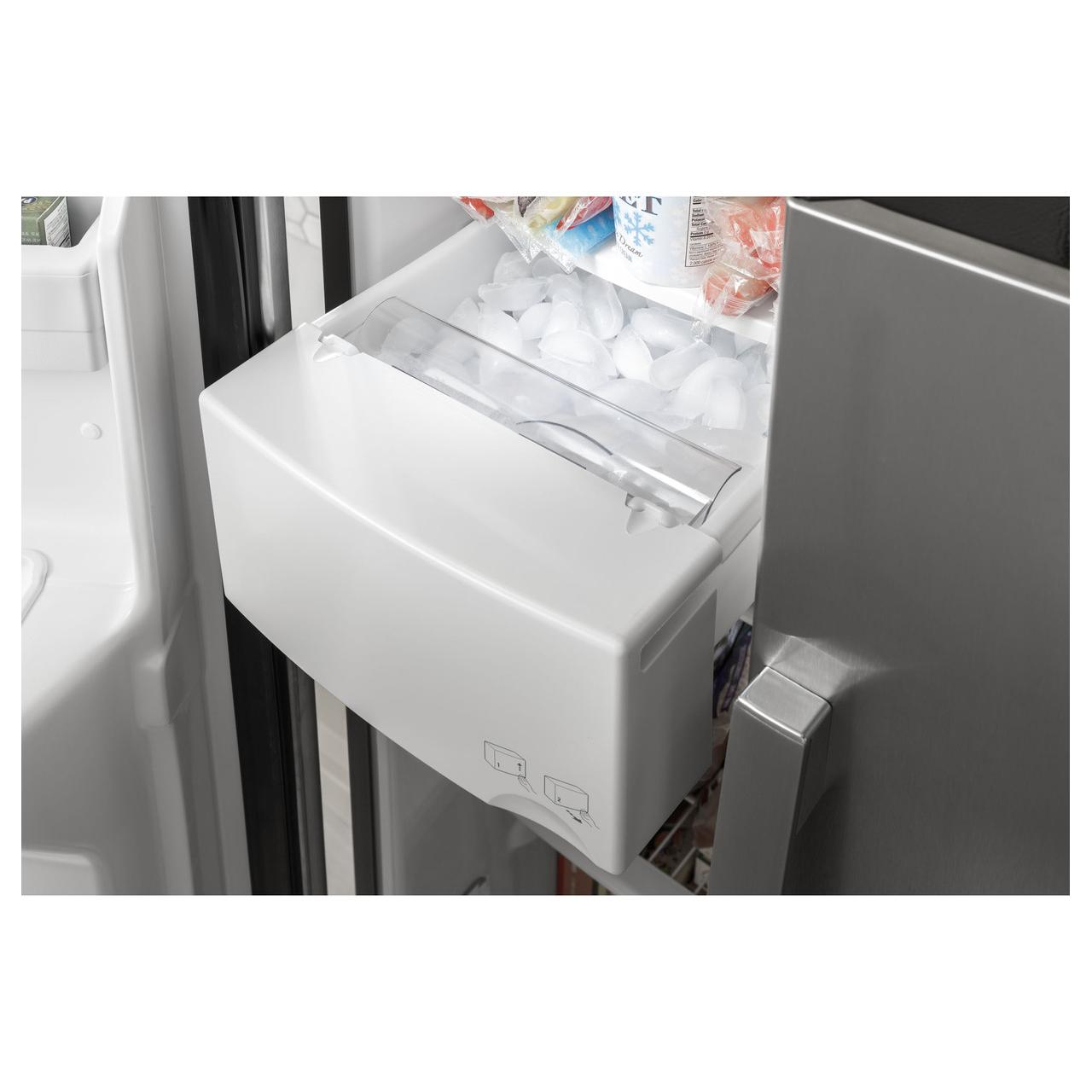 GE 36-inch, 25.3 cu. ft. Side-by-Side Refrigerator with Water and Ice Dispenser GSS25GYPFS