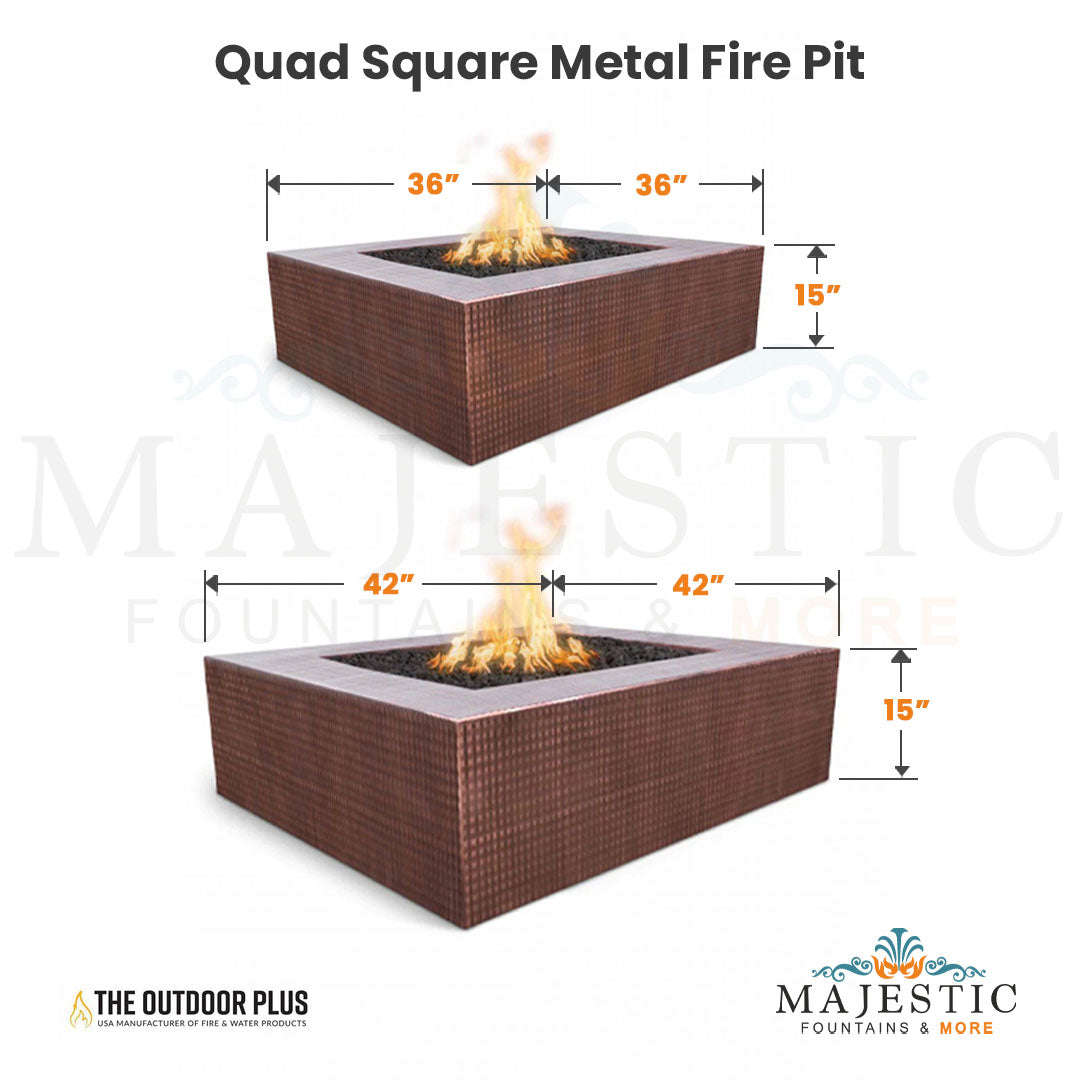 Outdoor Plus Quad Square Metal Fire Pit with Free Cover