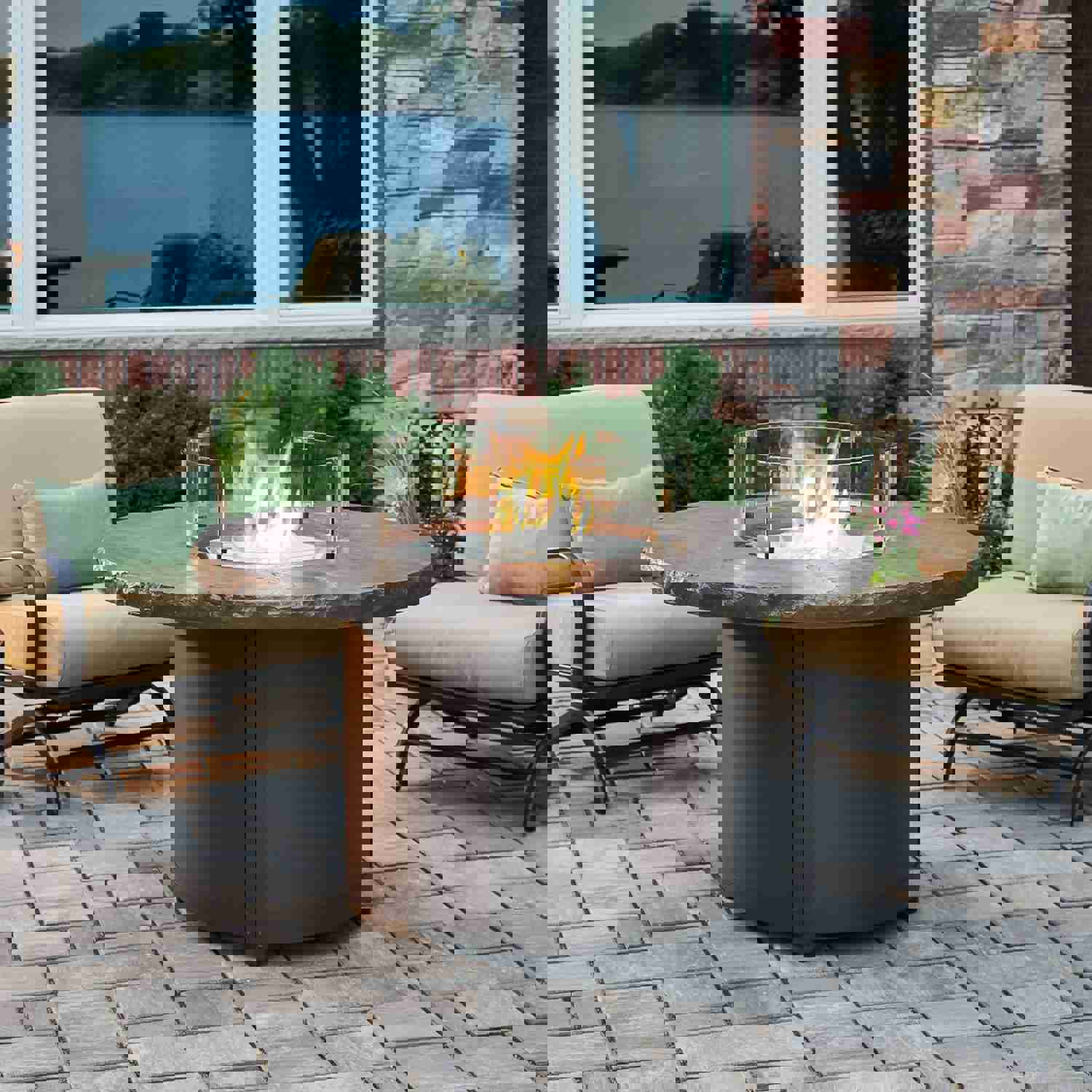 Beacon Round Gas Fire Pit Table