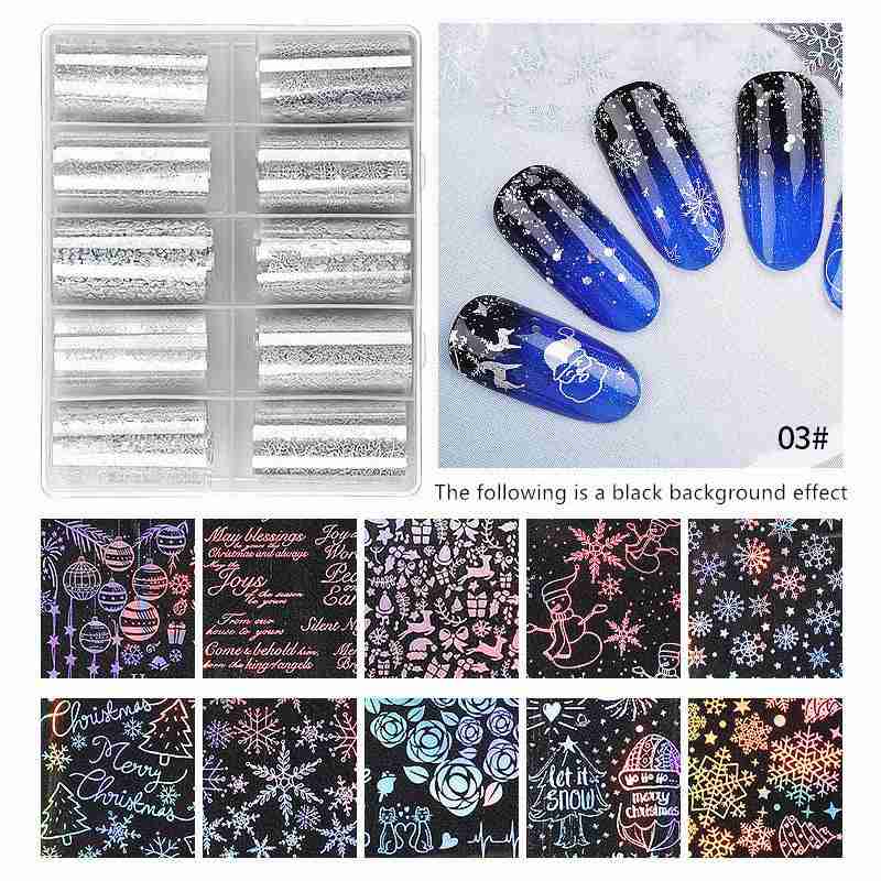 Christmas Nail Art Water Transfer Decal Wraps Stickers - Santa, Snow Elf, Snowmen Designs