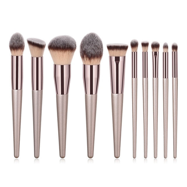 4/10pcs Champagne Makeup Brushes Set for Cosmetic Foundation Powder Blush Eyeshadow Kabuki Blending