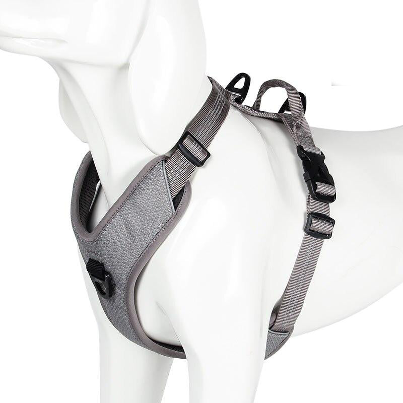Reflective Adjustable Dog Harness with Handle for Safe Walks and Car Travel