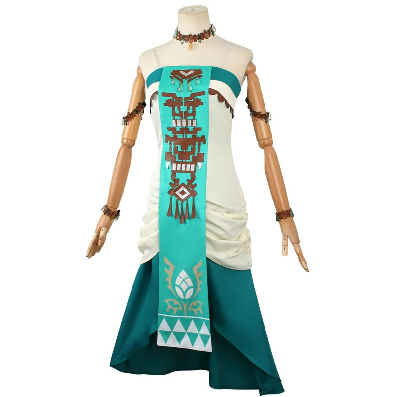 Zelda Princess Dress Cosplay Costume Set with Headdress for Women