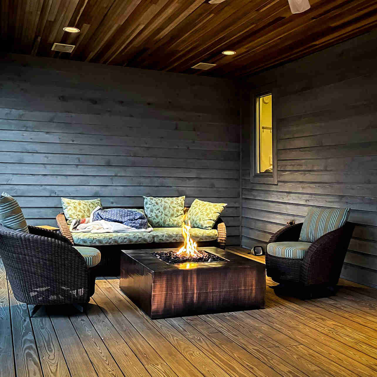 Outdoor Plus Quad Square Metal Fire Pit with Free Cover