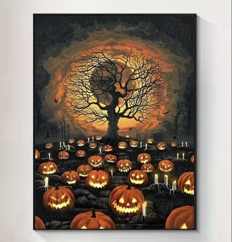 Diamond Painting Kit - Pumpkin Patch Halloween DIY Craft for Beginners to Experts