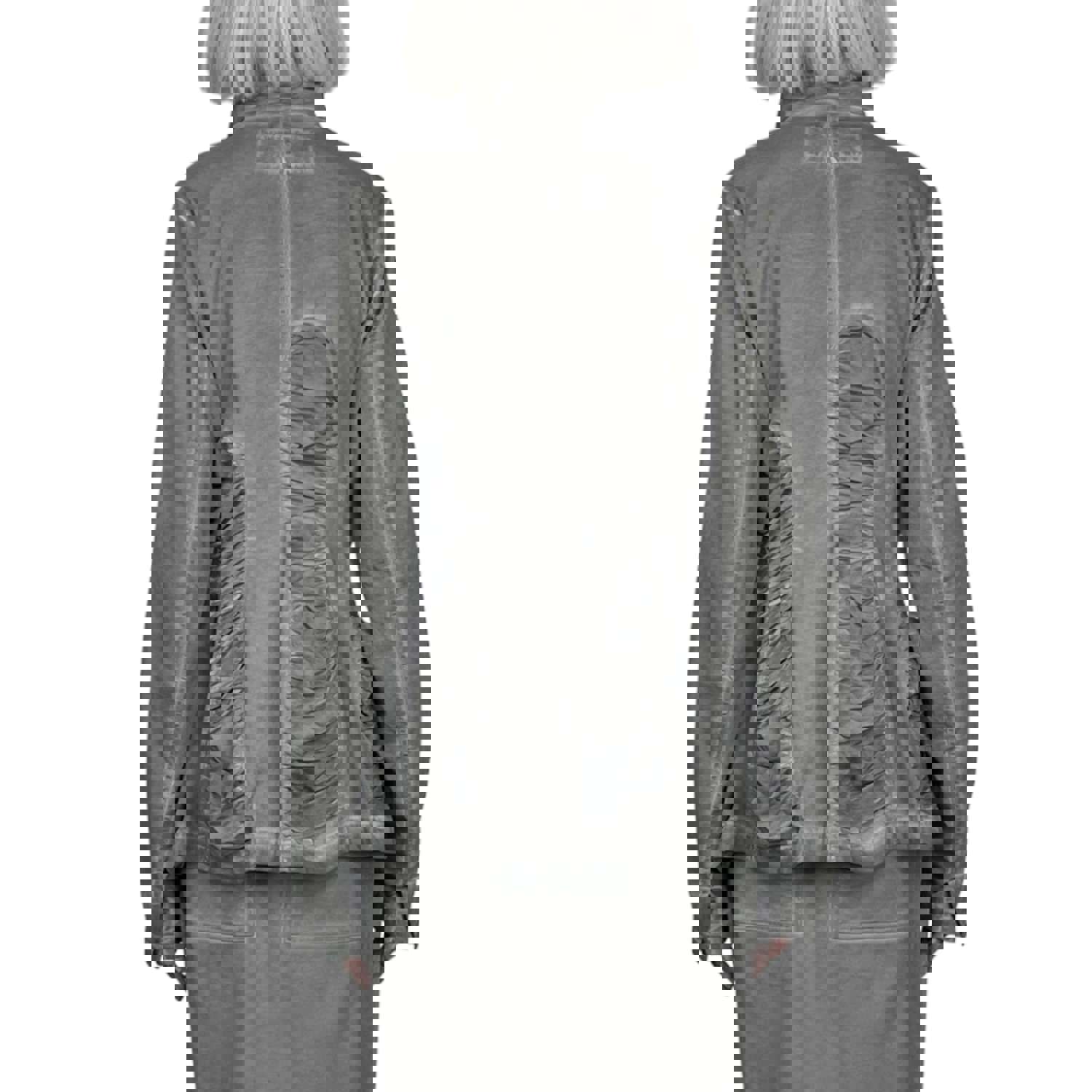 TWILL JACKET W/ INSETS - Stretch Over-Dyed Jacket with Shirred Panel Detailing