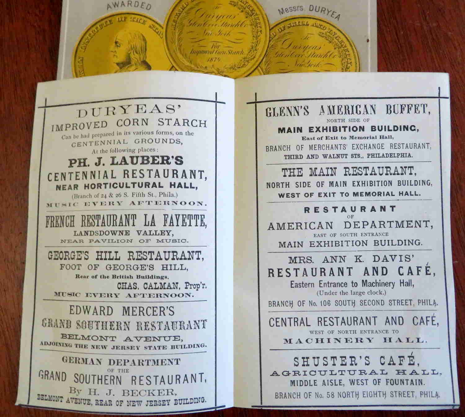 Duryeas Corn Starch Recipe Book - 1876 Centennial Philadelphia Advertising Book