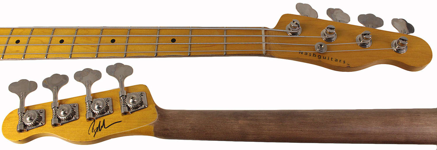 Nash PB-52 Bass Guitar, Black, Light Aging