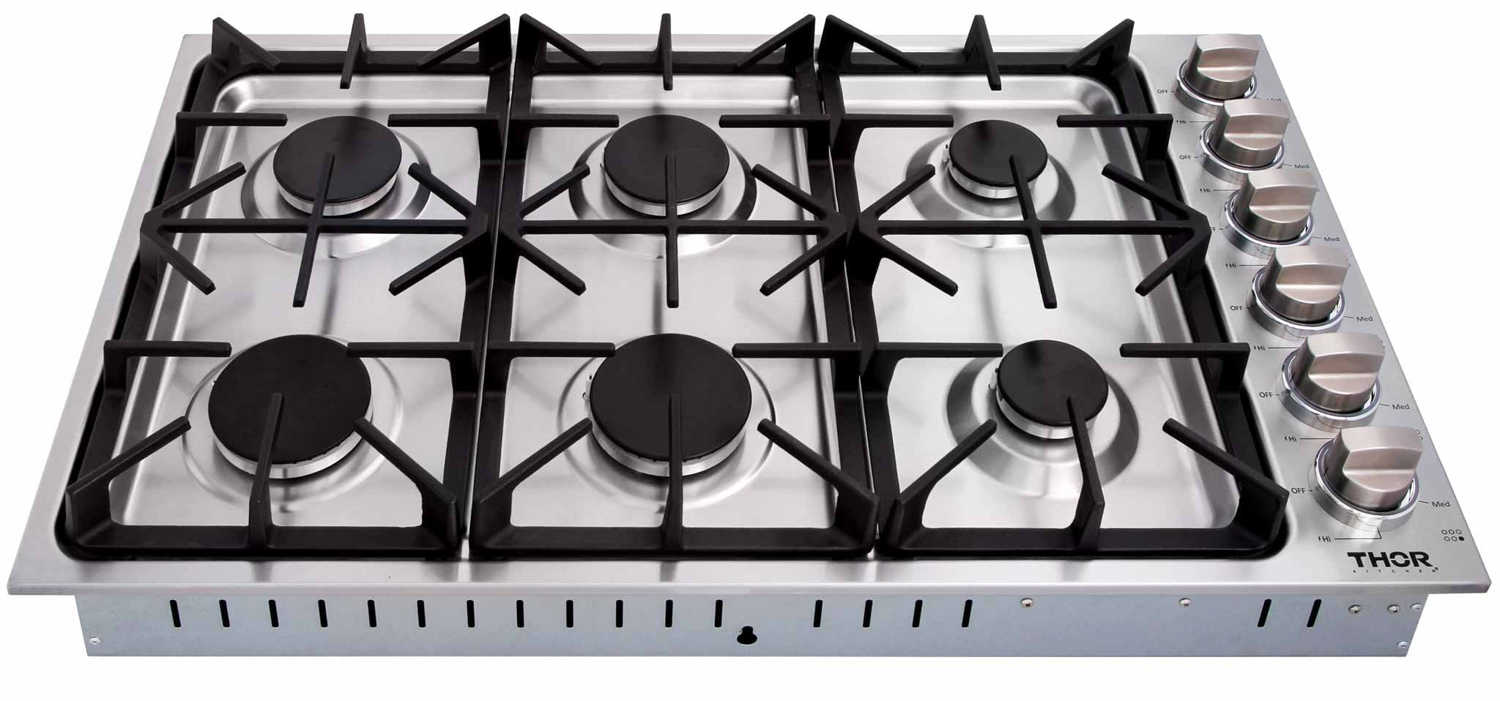 Thor Kitchen 5-Piece Pro Appliance Package - 36-Inch Gas Cooktop, Electric Wall Oven, Under Cabinet Hood, Dishwasher & Refrigerator in Stainless Steel