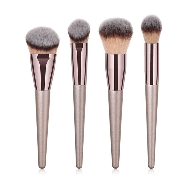 4/10pcs Champagne Makeup Brushes Set for Cosmetic Foundation Powder Blush Eyeshadow Kabuki Blending