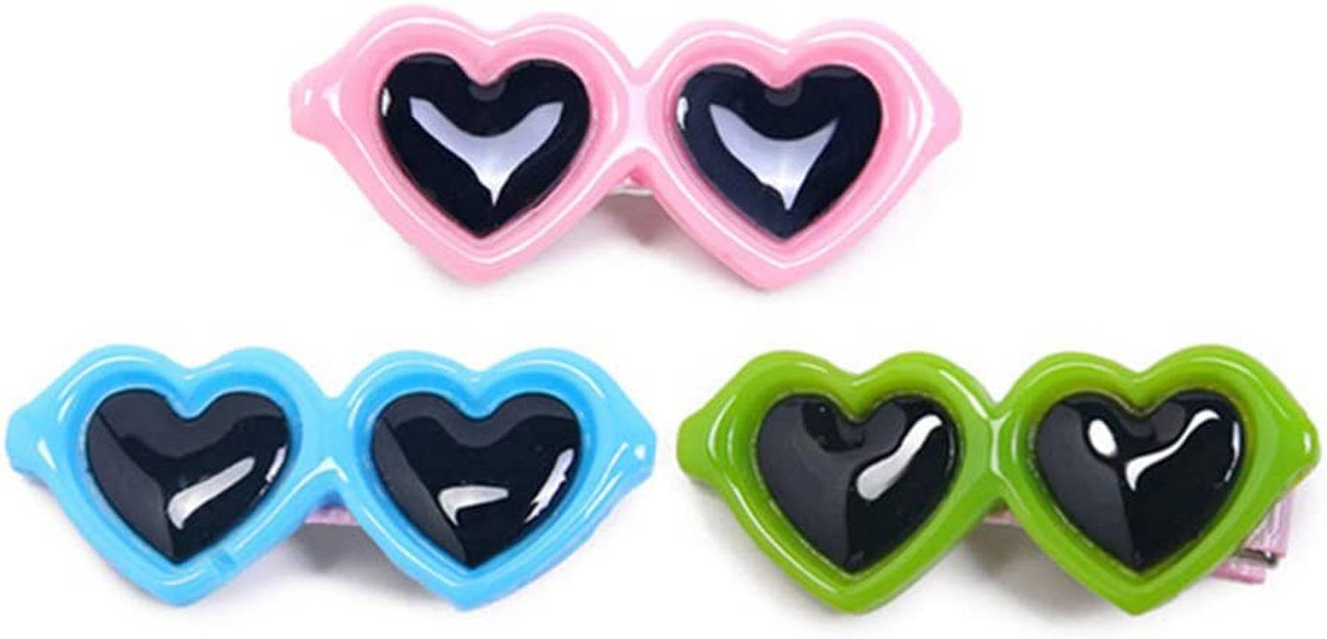 POPETPOP Pet Dog Bows Hair Clips - Cute Heart Sunglasses Design for Puppies