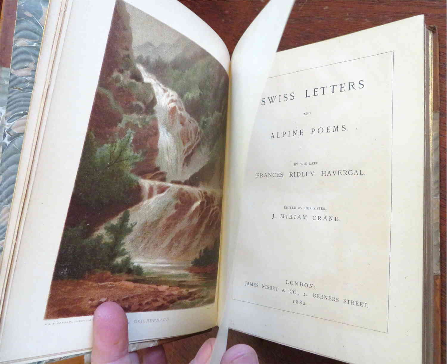 Swiss Letters & Alpine Poems 1882 Havergal 12 Color View Plates Leather Book
