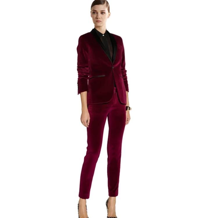 Wine Red Elegant Tuxedo Blazer with Black Lapel