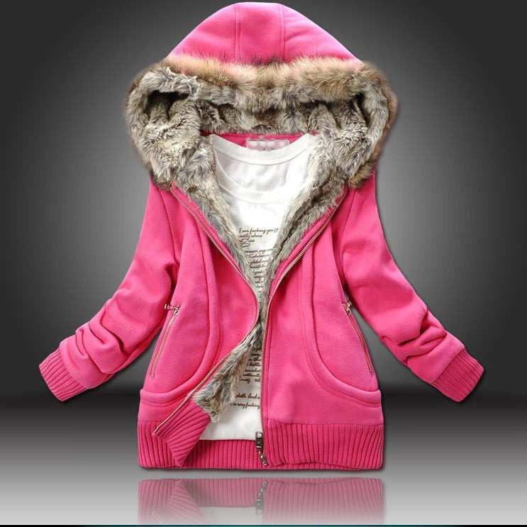 Women's Winter Coat with Fur Hood - Plus Size