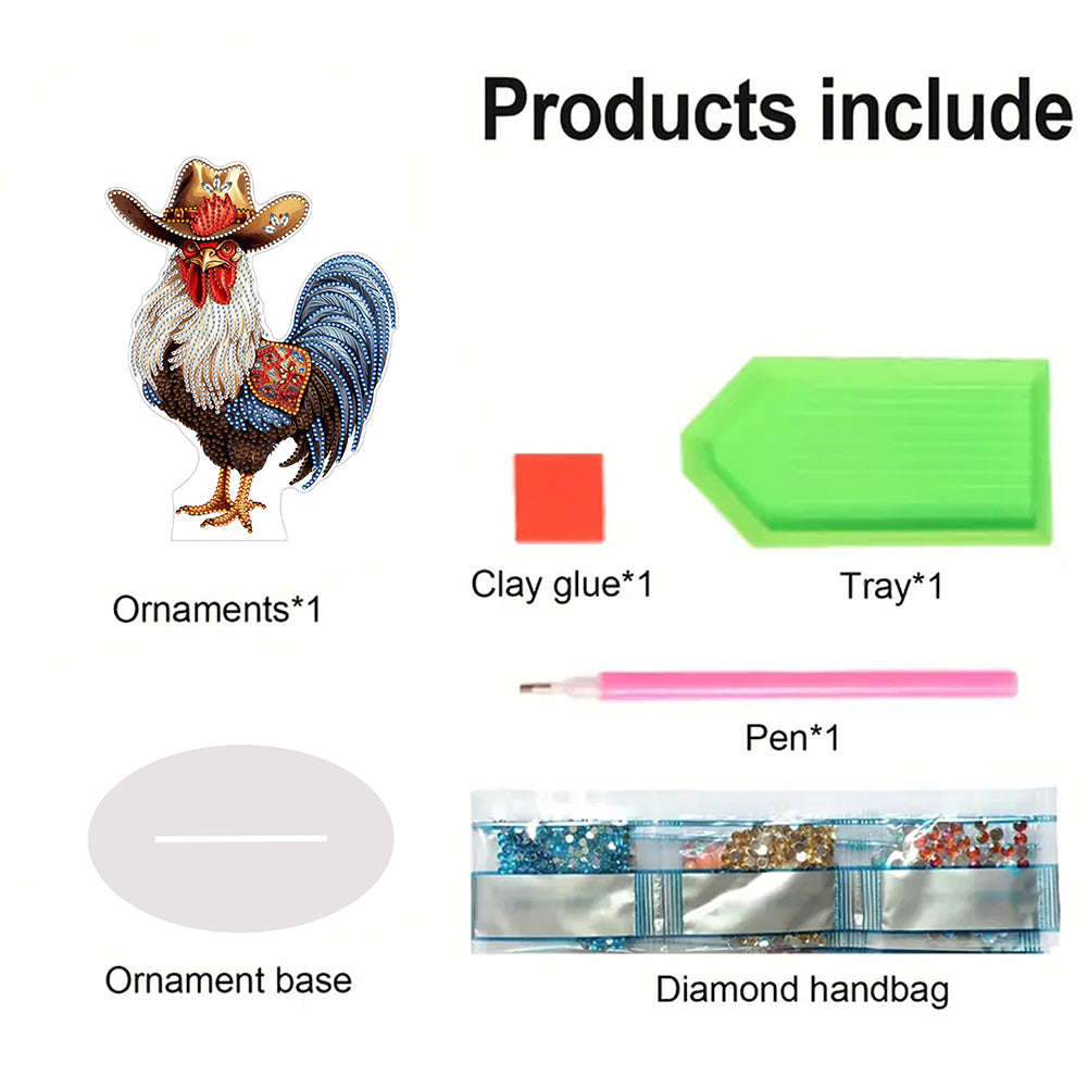 Special Shape Rooster Desktop Diamond Painting Art for Office & Home Decor