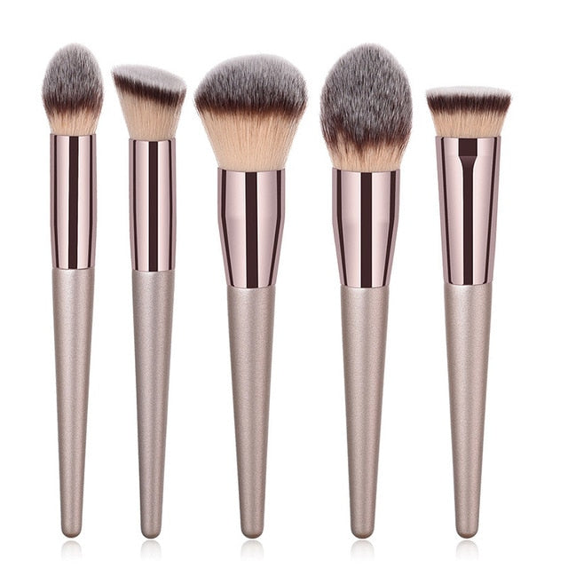 4/10pcs Champagne Makeup Brushes Set for Cosmetic Foundation Powder Blush Eyeshadow Kabuki Blending