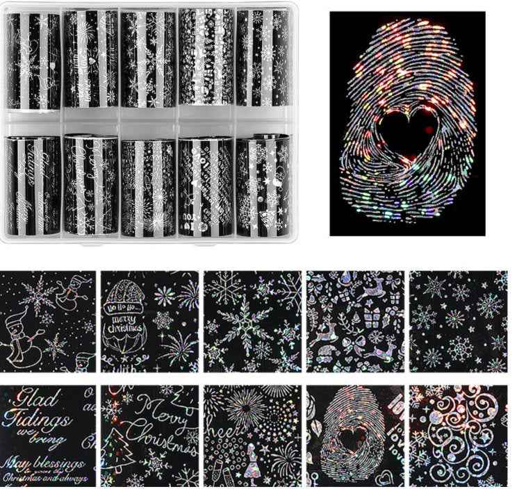 Christmas Nail Art Water Transfer Decal Wraps Stickers - Santa, Snow Elf, Snowmen Designs