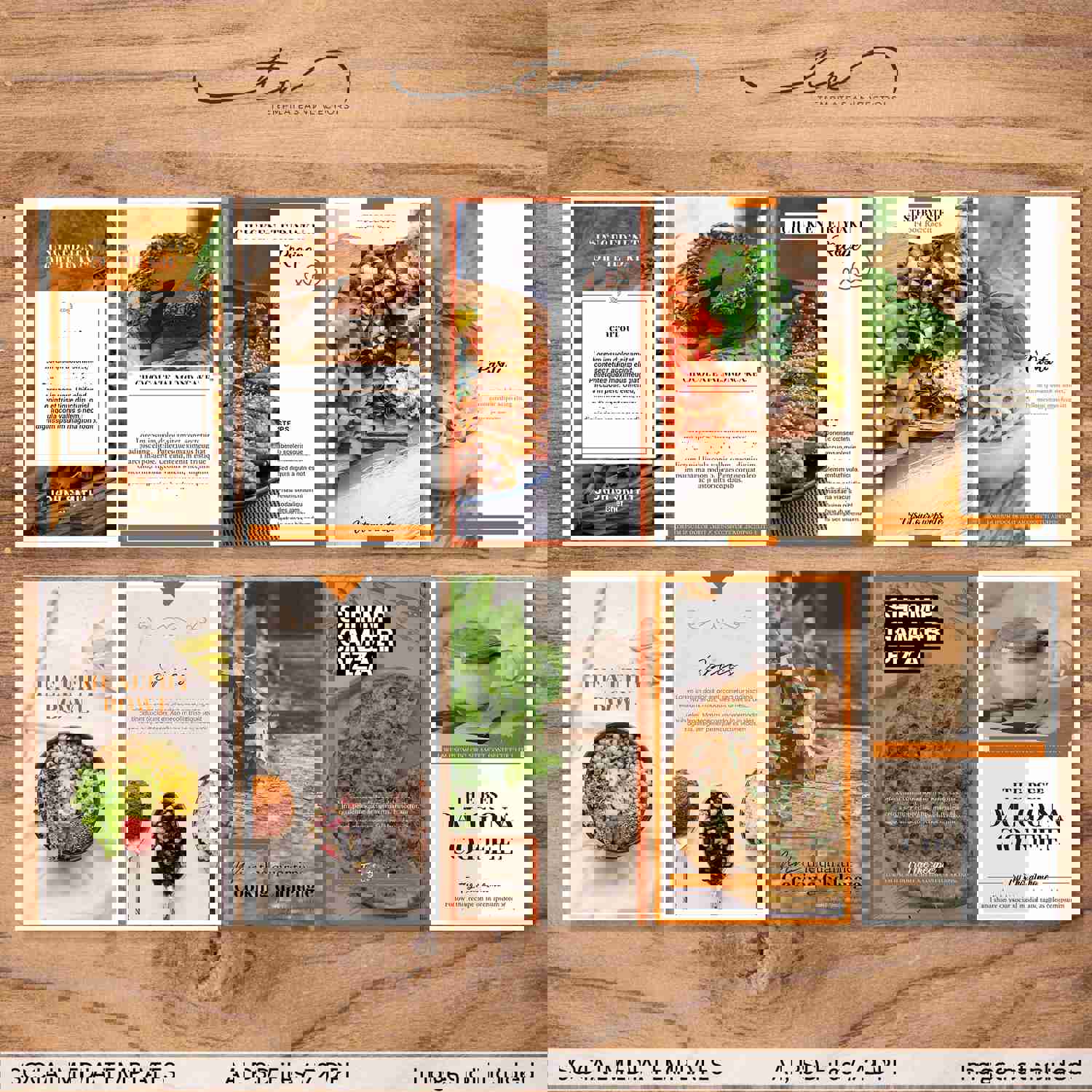 SMT001 Food Social Media Template in Burnt Orange - 20 Customizable Instagram Templates